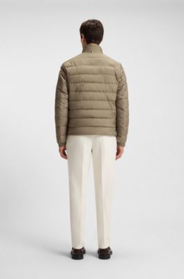 Wasserabweisende wattierte Jacke mit tonalem Logo, Hellbraun