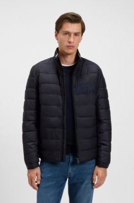 Water-repellent jacket with logo detail, Dark Blue