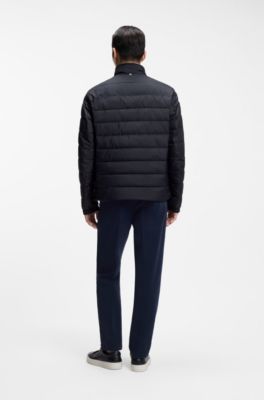 Wasserabweisende wattierte Jacke mit tonalem Logo, Dunkelblau