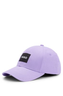 Cappellino in twill di cotone con etichetta con logo, Luce viola