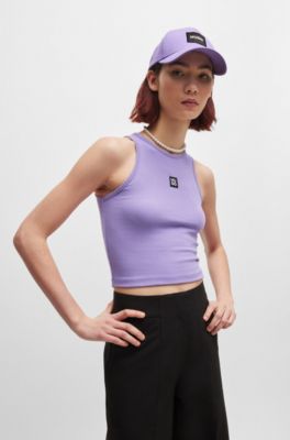 Cappellino in twill di cotone con etichetta con logo, Luce viola