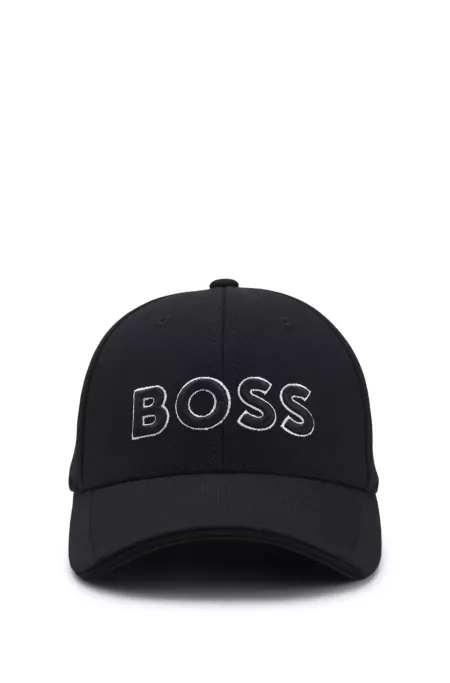 Knitted-piqué six-panel cap with embroidered logo