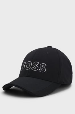 Gorra de seis paneles en piqu&eacute; de punto con logo bordado, Negro