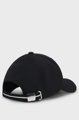 Knitted-piqu&eacute; six-panel cap with embroidered logo, Black