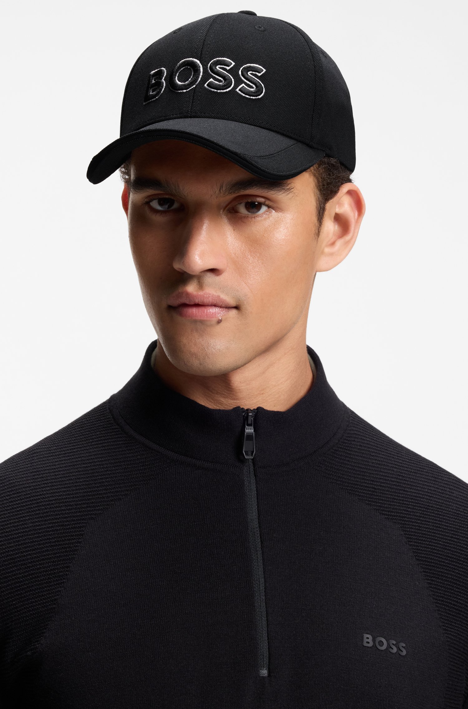 Boss Knitted-piqué six-panel cap with embroidered logo kepsar herr – bild 3