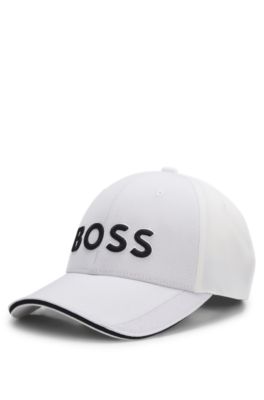 Knitted-piqu&eacute; six-panel cap with embroidered logo, White