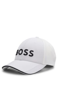 Knitted-piqu&eacute; six-panel cap with embroidered logo, White