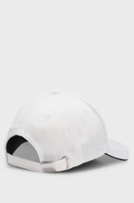 Knitted-piqu&eacute; six-panel cap with embroidered logo, White