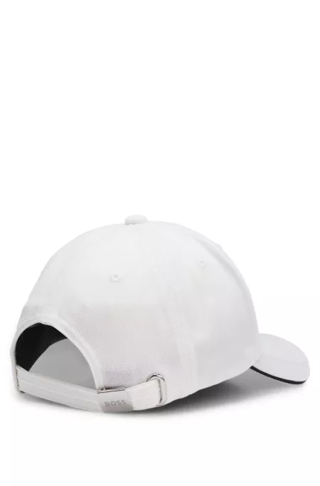 Knitted-piqué six-panel cap with embroidered logo