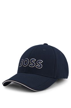 Knitted-piqué six-panel cap with embroidered logo
