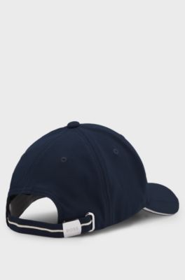 Knitted-piqu&eacute; six-panel cap with embroidered logo, Dark Blue