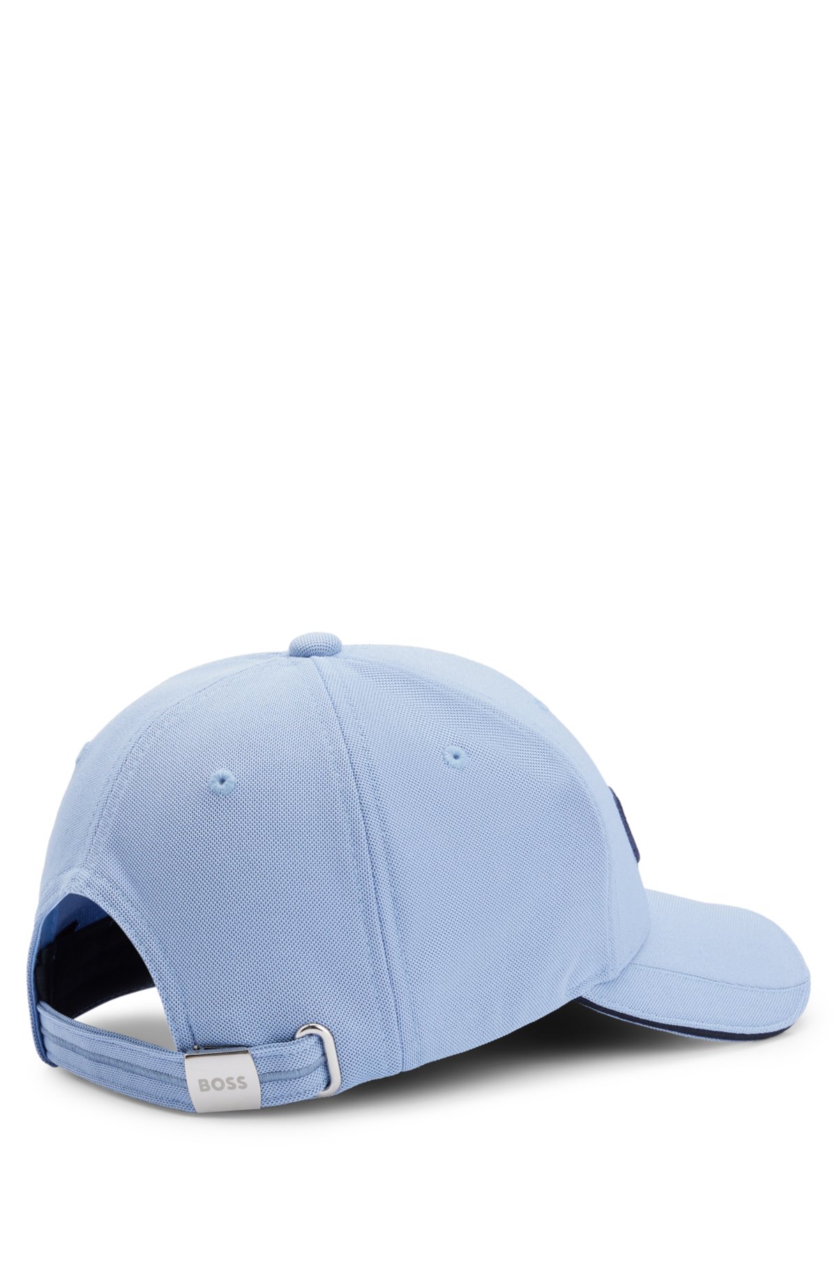 Knitted-piqué six-panel cap with embroidered logo, Light Blue