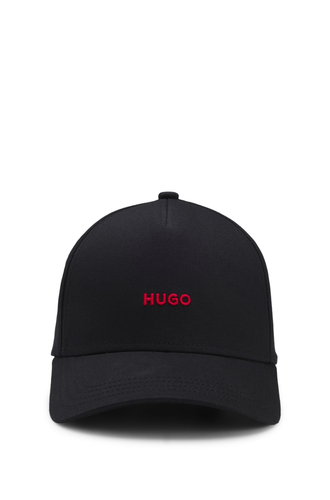 HUGO - コットンツイル キャップ ロゴエンブロイダリー - ブラック