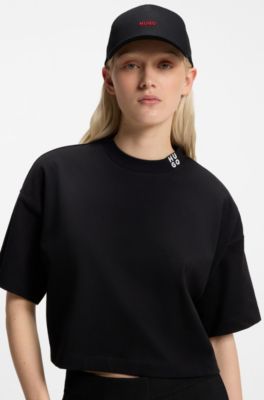 Cotton-twill cap with embroidered logo, Black