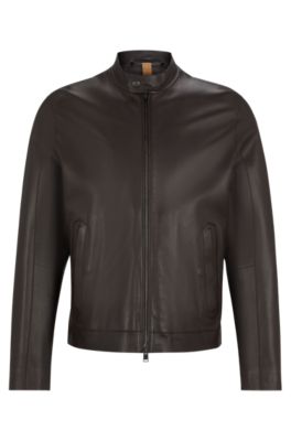 BOSS - Regular-fit jacket in jersey-bonded leather