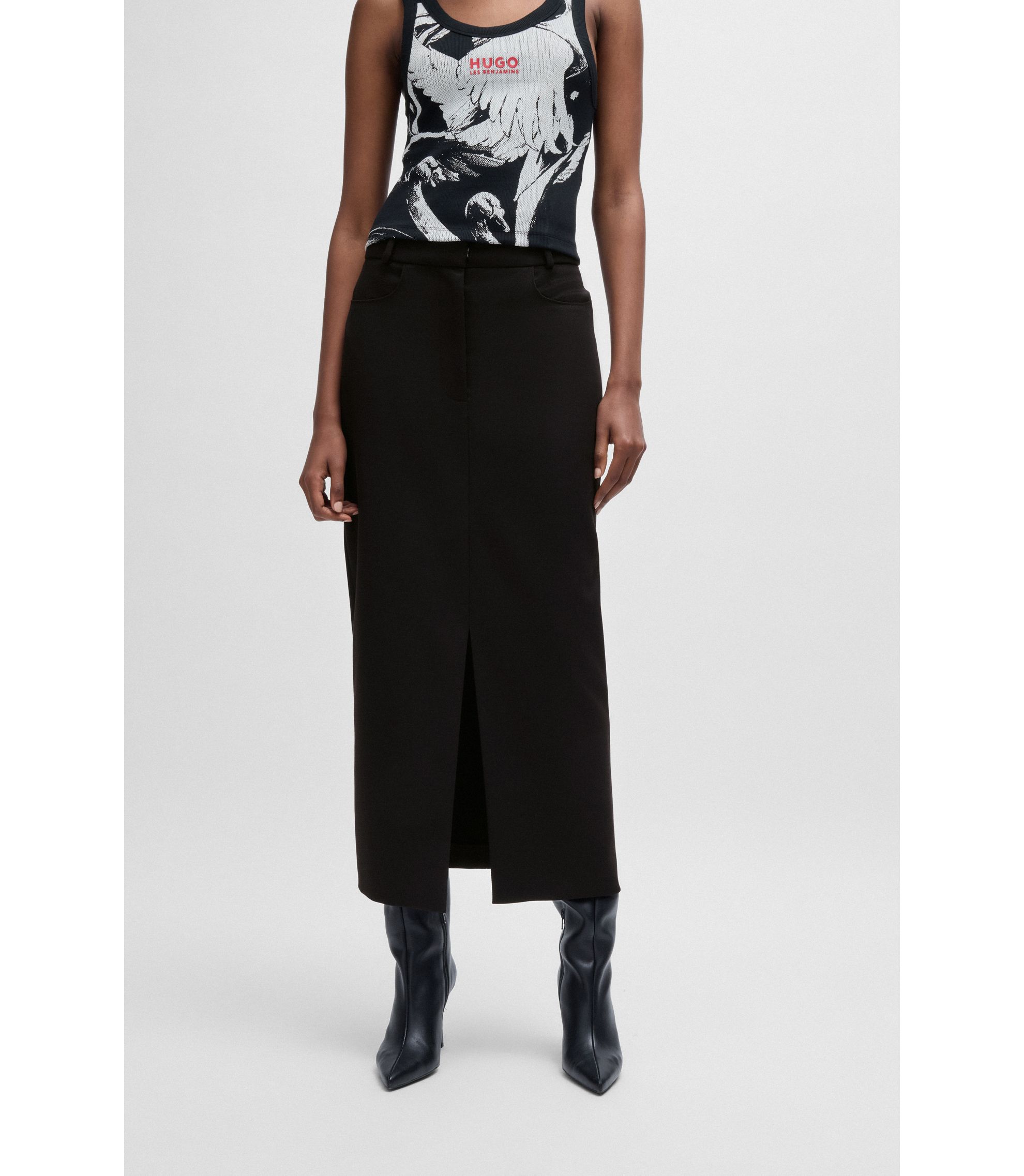 SHEIN Clasi Jupe longue unie avec boutons pour femmes grandes tailles