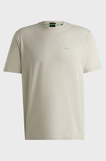 Cotton-blend relaxed-fit T-shirt with printed artwork, Light Beige