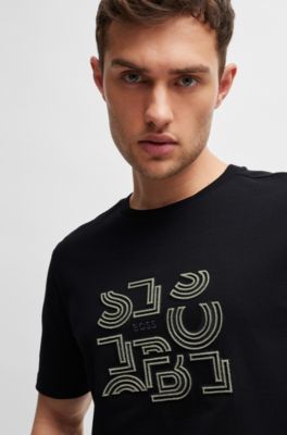 BOSS - Cotton-jersey regular-fit T-shirt with typographic artwork 