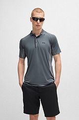 Performance-stretch T-shirt in mixed materials, Grey