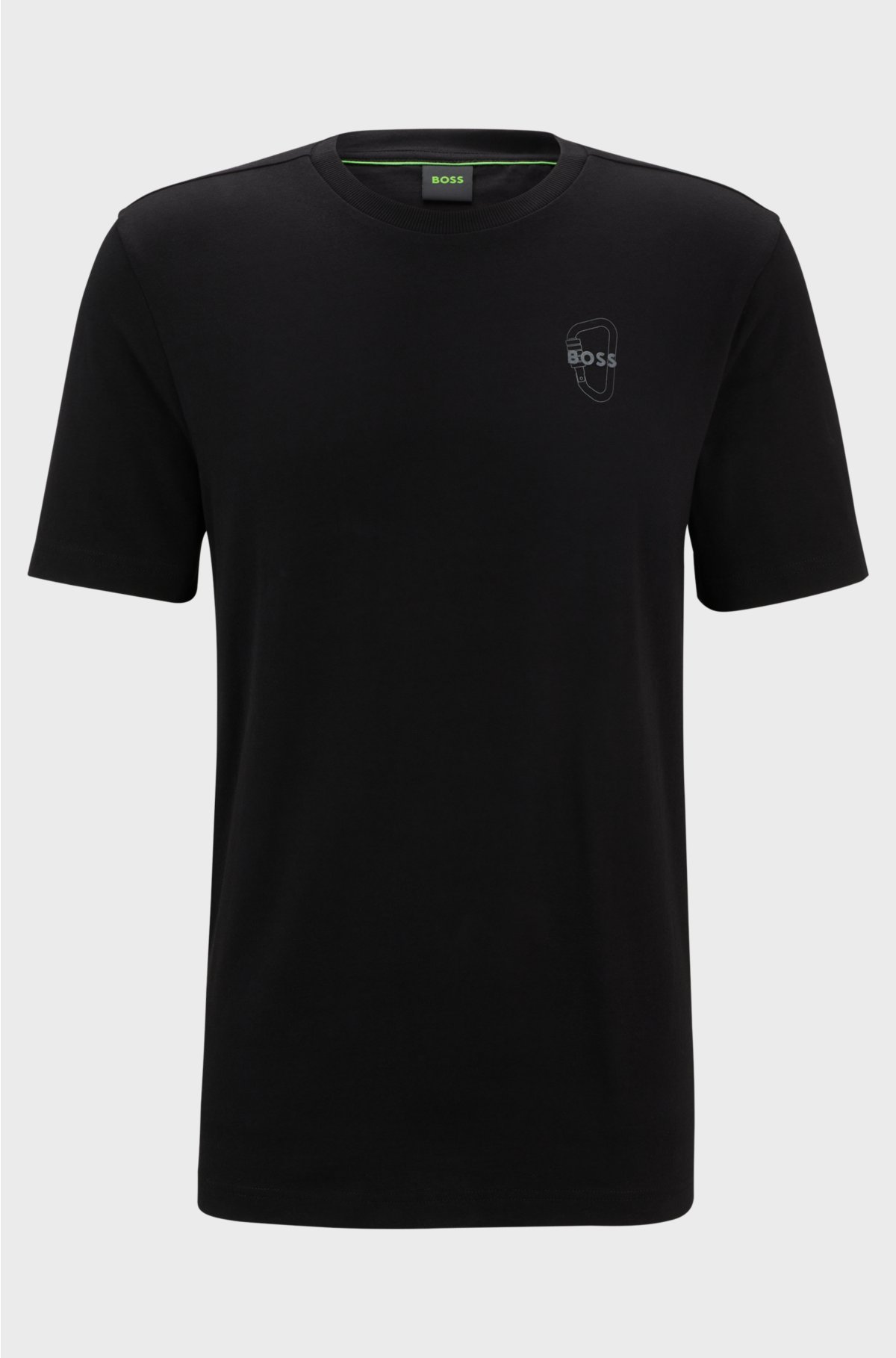 Cotton-jersey regular-fit T-shirt with carabiner artwork, Black