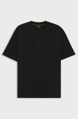 T-shirt in jersey di cotone con logo, Nero
