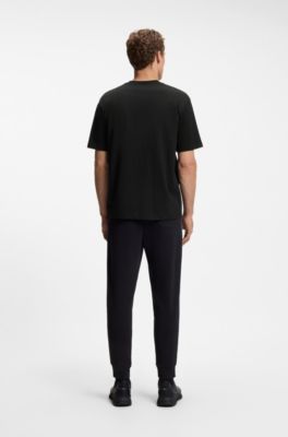 T-shirt in jersey di cotone con logo, Nero