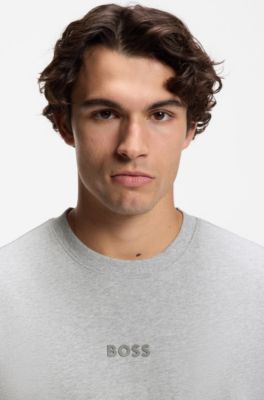 Cotton-jersey T-shirt with logo detail, Silver