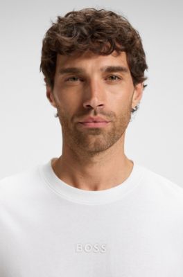 T-shirt in jersey di cotone con logo, Bianco