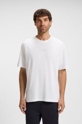 T-shirt in jersey di cotone con logo, Bianco