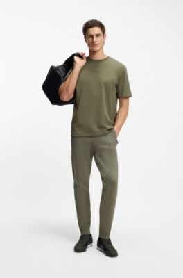 Cotton-jersey T-shirt with logo detail, Khaki