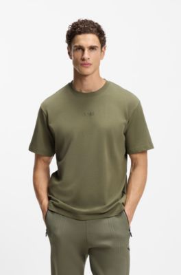 Cotton-jersey T-shirt with logo detail, Khaki