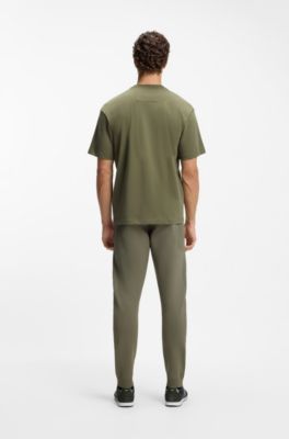 Cotton-jersey T-shirt with logo detail, Khaki