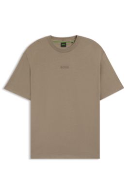 Cotton-jersey T-shirt with logo detail, Brown