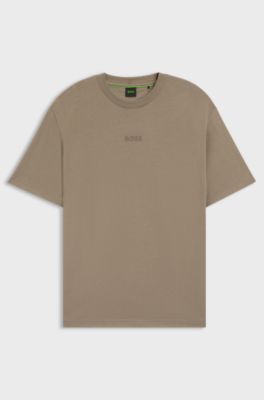 Cotton-jersey T-shirt with logo detail, Brown