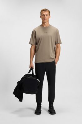 Cotton-jersey T-shirt with logo detail, Brown