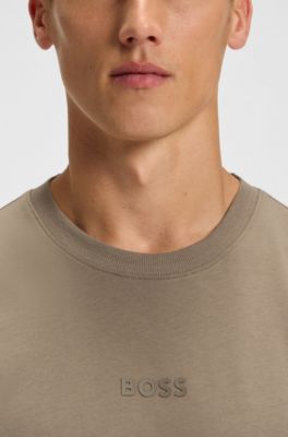 Cotton-jersey T-shirt with logo detail, Brown