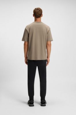 Cotton-jersey T-shirt with logo detail, Brown