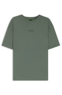 BOSS GREEN コットンジャージー TAPE LOGO Tシャツ BOSS - Cotton-jersey T-shirt with stripes and logo - Light Green