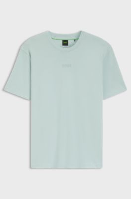 Cotton-jersey T-shirt with logo detail, Turquoise