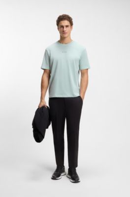 Cotton-jersey T-shirt with logo detail, Turquoise