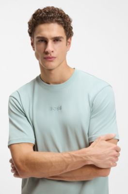 Cotton-jersey T-shirt with logo detail, Turquoise