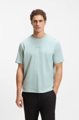 Cotton-jersey T-shirt with logo detail, Turquoise