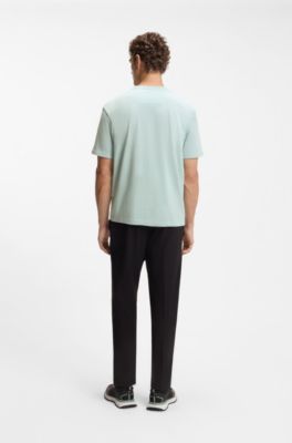Cotton-jersey T-shirt with logo detail, Turquoise