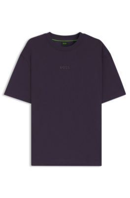 Cotton-jersey T-shirt with logo detail, Purple
