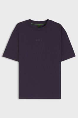 Cotton-jersey T-shirt with logo detail, Purple