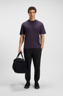 Cotton-jersey T-shirt with logo detail, Purple