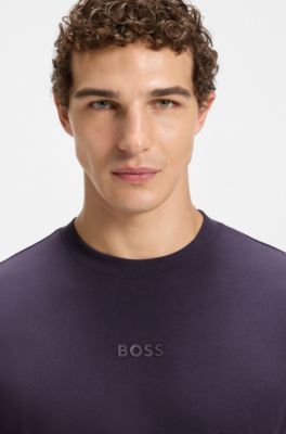 Cotton-jersey T-shirt with logo detail, Purple