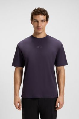 Cotton-jersey T-shirt with logo detail, Purple