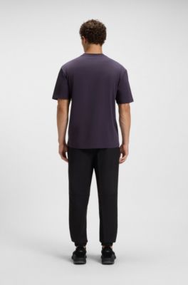 Cotton-jersey T-shirt with logo detail, Purple