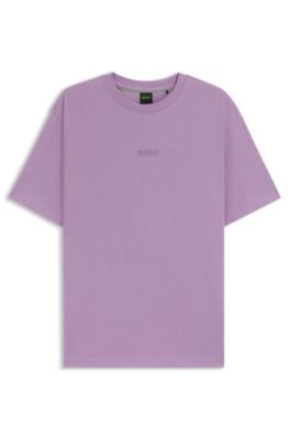 Cotton-jersey T-shirt with logo detail, Light Purple